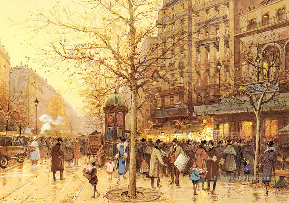 Un Paris Street Scene Parisien gouache impressionnisme Eugene Galien Laloue Peintures à l'huile